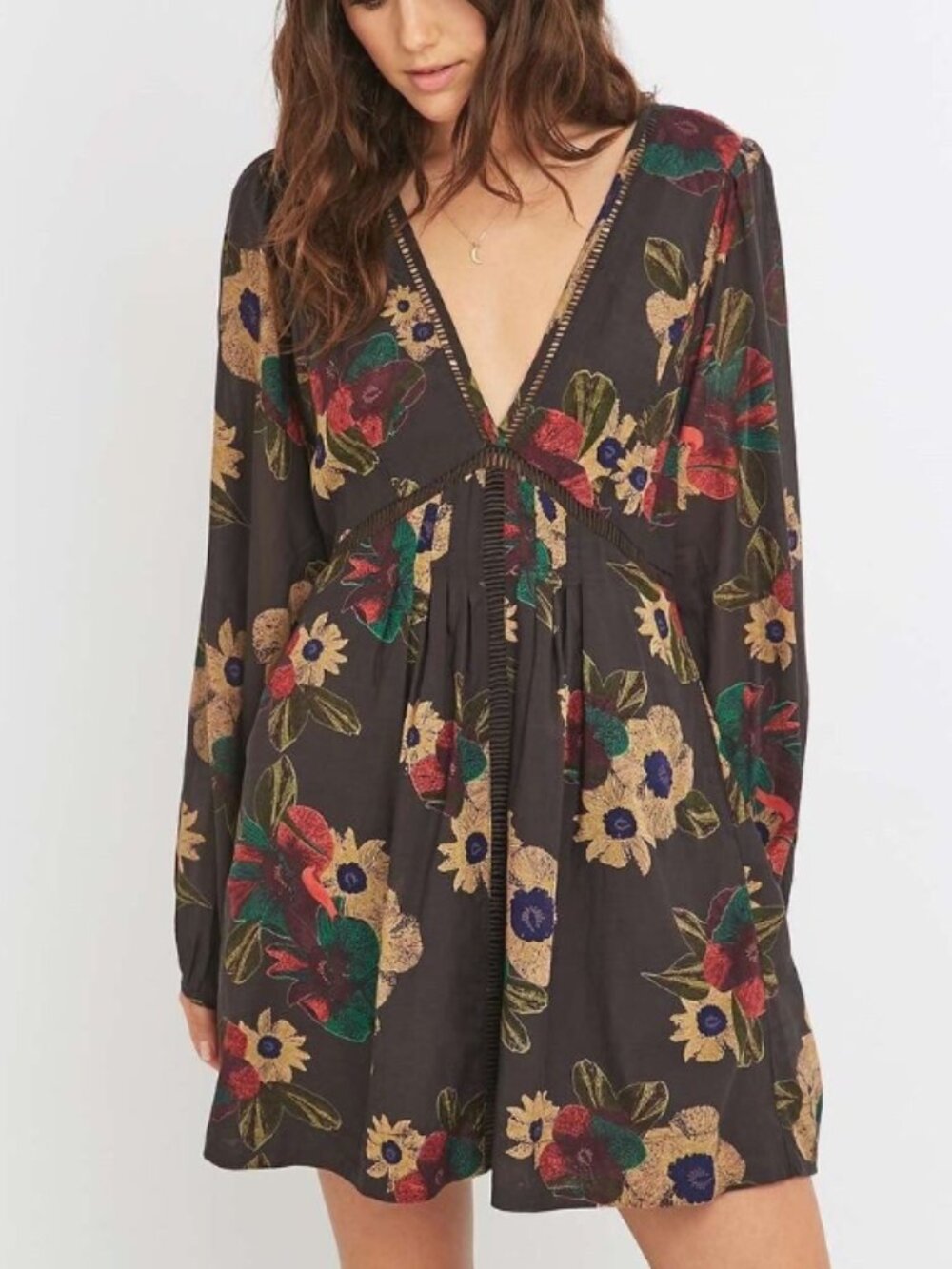 Free People Strawberry Fields Boho Tunic Dress Bohemian Flowy Cottagecore Sz S